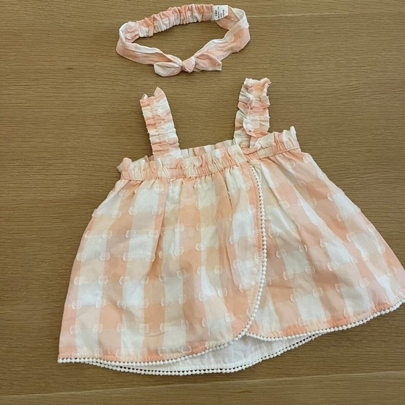 Baby Girl's Joie Size 24M Gingham Woven Swiss Dot Top Headband Set - Picture 4 of 7